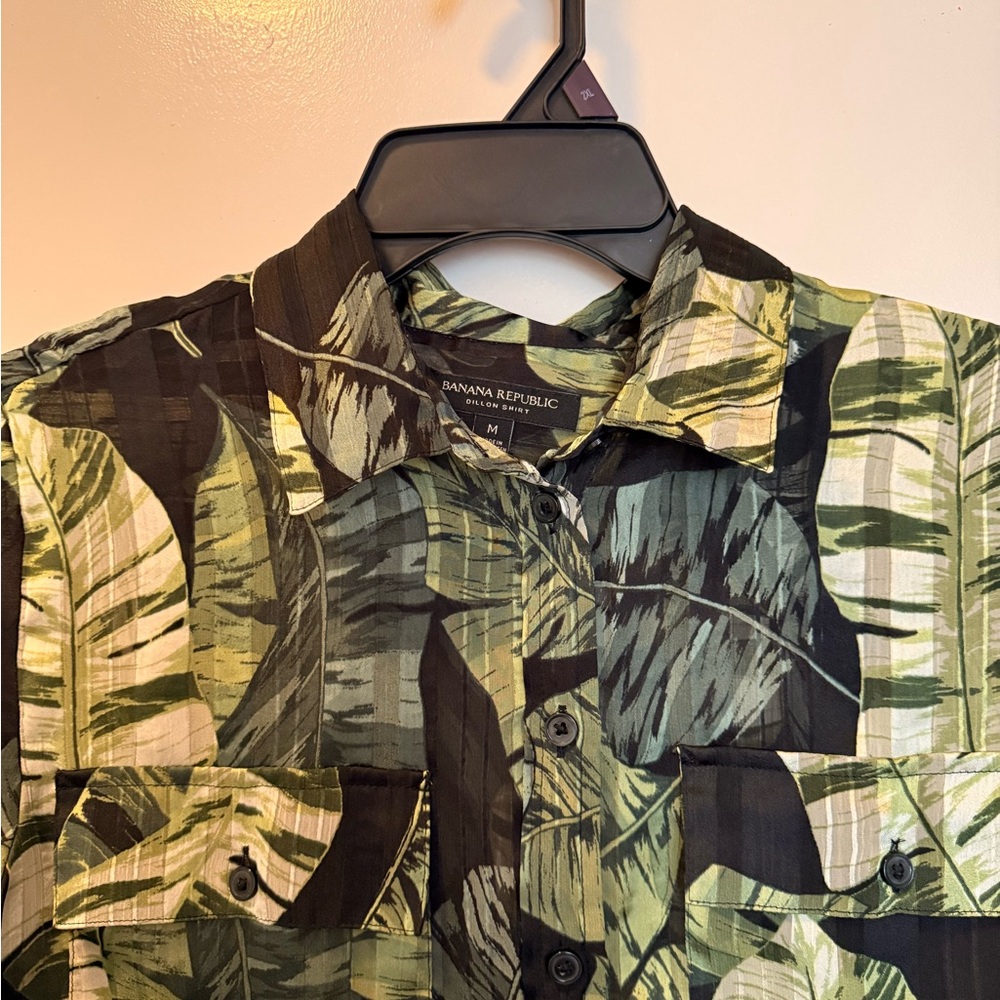 Banana Republic Multicolor Leaf Pattern Shirt - image 5